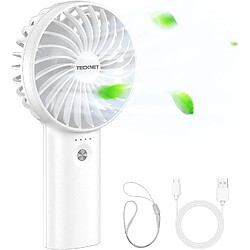 Mini Ventilateur portatif TECKNET, ventilateur USB Portable avec Ventilateur électrique Personnel Rechargeable avec Fonction de Banque d'alimentation 5200mAh, ventilateur de bureau à 3 vitesses réglables pour la Maison