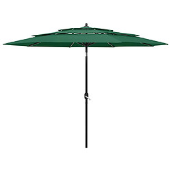 Maison Chic Parasol Jardin | Parasol à 3 niveaux avec mat en aluminium Vert 3 m - GKD32496