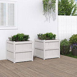 Maison Chic Lot de 2 Jardinières,Bac à fleurs - pot de fleur blanc bois de pin massif -GKD77147