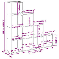 vidaXL Étagère séparatrice de pièce à 4 niveaux blanc 131,5x29x131,5cm pas cher