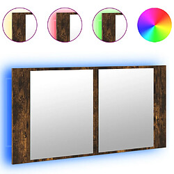 vidaXL Armoire à miroir à LED de bain chêne fumé 90x12x45 cm acrylique