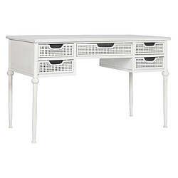 Pegane Table de bureau, meuble du bureau en métal avec 5 tiroirs coloris blanc - longueur 122 x profondeur 50 x Hauteur 76 cm