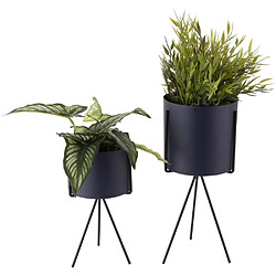 Pt' Set de 2 supports à plantes ronds Pedestal bleu foncé.