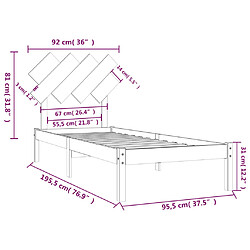 vidaXL Cadre de lit sans matelas 90x190 cm bois massif pas cher