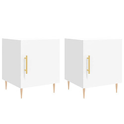 Maison Chic Lot de 2 Tables de chevet,Table de nuit,Table d'appoint pour salon blanc 40x40x50 cm bois d’ingénierie -MN86848