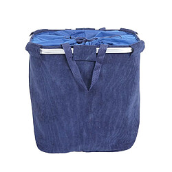 Decoshop26 Panier à linge corbeille avec cordon de serrage 2 compartiments 54x52x32cm 89L bleu 04_0001298