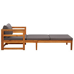 Avis Maison Chic Chaise longue avec coussin | Bain de soleil Relax | Transat gris foncé Bois d'acacia solide -GKD51622