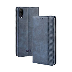 Wewoo Coque Étui en cuir à boucle magnétique avec rétro pour Texture horizontale Wiko Y80 support et fentes cartes et cadre photo Bleu