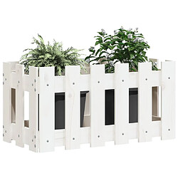 Avis Maison Chic Jardinière,Bac à fleurs - pot de fleur avec design de clôture blanc 60x30x30 cm pin massif -GKD78531