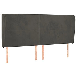 Maison Chic Tête de lit scandinave avec oreilles,meuble de chambre Gris foncé 203x23x118/128 cm Velours -MN38013