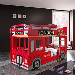 Mes Lits superposés bus london 90x200 cm + matelas rouge