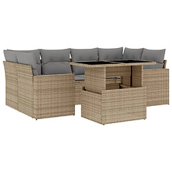 vidaXL Salon de jardin avec coussins 7 pcs beige résine tressée