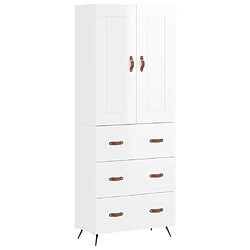 vidaXL Buffet haut Blanc brillant 69,5x34x180 cm Bois d'ingénierie