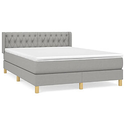 Maison Chic Lit Adulte - Lit simple Lit à sommier tapissier avec matelas moelleux - Meuble de Chambre - Gris clair 140x190cm Tissu -MN89340