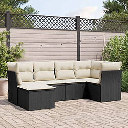 Maison Chic Salon de jardin 6 pcs avec coussins | Ensemble de Table et chaises | Mobilier d'Extérieur noir résine tressée -GKD32147