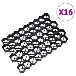 vidaXL Grilles d'herbe 16 pcs noir 60x40x3 cm plastique