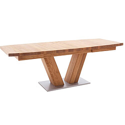 Pegane Table à manger extensible en chêne sauvage massif - Longueur 180-270 x Hauteur 78 x Profondeur 100 cm