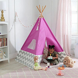 KidKraft Tipi enfant en toile et bambou Rose.