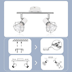 NETTLIFE 2 Spots de Plafond Pivotantes Intérieur Blanc Industriel en Métal E14 Réglable à 350° pour Bureau Vestiaire Couloir Salle de Bain pas cher