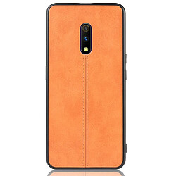 Wewoo Coque Pour Oppo Realme X Antichoc Couture Vache Motif Peau PC + PU + TPU Cas Orange