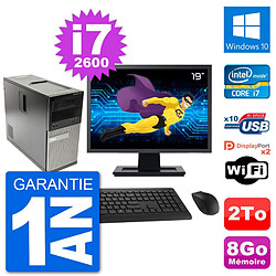 PC Tour Dell 7010 Ecran 19" Intel i7-2600 RAM 8Go Disque 2To Windows 10 Wifi - Occasion