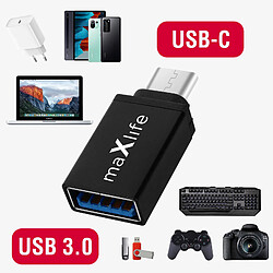 Acheter Adaptateur USB-A Femelle vers USB-C Mâle Ultra-compact Maxlife Noir