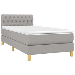 Avis Maison Chic Lit Adulte - Lit simple Lit à sommier tapissier avec matelas moelleux - Meuble de Chambre - Gris clair 90x200 cm Tissu -MN80797