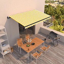 Maison Chic Store banne | Auvent rétractable de porte | Marquise Brise-soleil automatique 450x300 cm Jaune et blanc -GKD92417