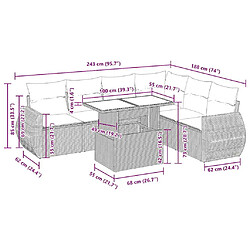 Acheter vidaXL Salon de jardin avec coussins 7 pcs gris clair résine tressée