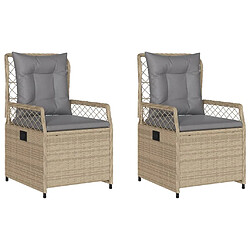 vidaXL Chaises inclinables de jardin lot de 2 beige résine tressée