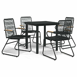 Maison Chic Mobilier à dîner 5 pcs de jardin - Ensemble table et chaises d'extérieur - Salon/Mobilier de jardin classique Noir Rotin PVC -MN78412