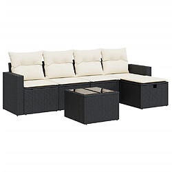 vidaXL Salon de jardin 6 pcs avec coussins noir résine tressée