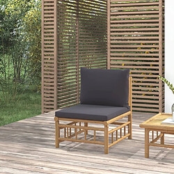 Maison Chic Canapé central de jardin avec coussins | Canapé Sofa d'extérieur | Fauteuil terrasse gris foncé bambou -MN50294