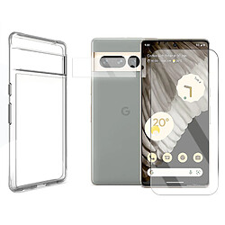 Protection intégrale Verre Trempé pour Google Pixel 7 Pro 5G 6.7"+Verre Trempé Caméra Arrière+Coque souple silicone transparente-Visiodirect