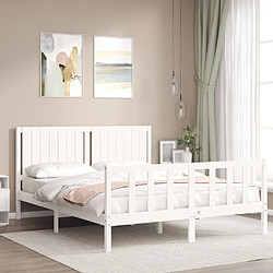 Avis Maison Chic Lit adulte - Cadre Structure de lit avec tête de lit Contemporain blanc 160x200 cm bois massif -MN75910