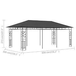 Maison Chic Auvent,Belvédère d'extérieur avec moustiquaire,Tonnelle 6x3x2,73 m Anthracite -GKD82298 pas cher