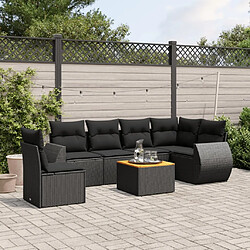 Maison Chic Salon de jardin 7 pcs avec coussins | Ensemble de Table et chaises | Mobilier d'Extérieur noir résine tressée -GKD39469