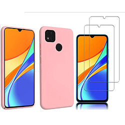 Coque Silicone Couleur Rose + 2 Verres Trempes Pour Xiaomi Redmi 9C / 9C NFC Little Boutik®