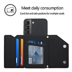 Coque en TPU + PU antichoc avec béquille, porte-cartes et bandoulière noir pour votre Samsung Galaxy S22 Plus 5G