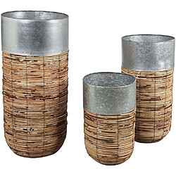 Aubry Gaspard Cache-pots haut en rotin Paolo (Lot de 3).