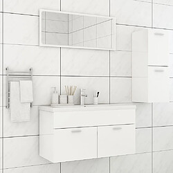 Maison Chic Ensemble de meubles de salle de bain,Armoire rangement Bain Blanc brillant Aggloméré -MN50516