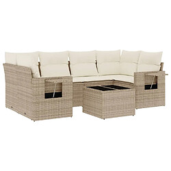 vidaXL Salon de jardin avec coussins 7 pcs beige résine tressée