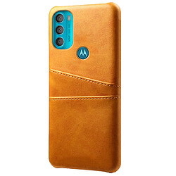 Coque en TPU + PU KSQ anti-empreintes digitales avec porte-cartes orange pour votre Motorola Moto G71 5G