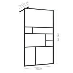 vidaXL Paroi de douche à verre ESG transparent 90x195 cm Noir pas cher