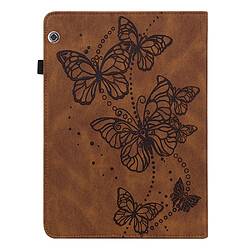 Etui en PU motif papillons avec porte-carte marron pour votre Huawei MediaPad T5 10.1