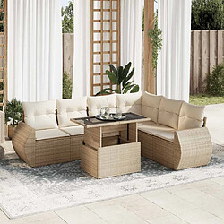 vidaXL Salon de jardin avec coussins 7 pcs beige résine tressée