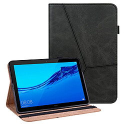 Etui en PU ligne de couture avec support et porte-cartes noir pour votre Huawei MediaPad T5 10.1