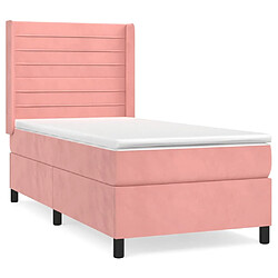 Maison Chic Lit Adulte - Lit simple Lit à sommier tapissier avec matelas moelleux - Meuble de Chambre - Rose 90x200 cm Velours -MN13281