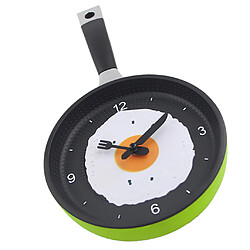 Horloge murale en forme d'oeuf au plat pour cuisine chambre verte pas cher