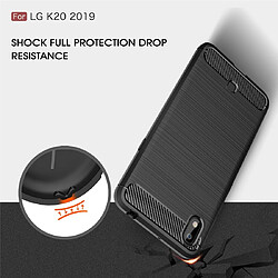 Avis Wewoo Coque Souple Pour LG K20 ?2019 TPU TPU en fibre de carbone texture brossé bleu marine